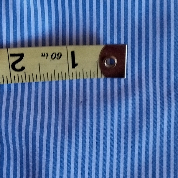 Woman's Med Talbots Embroidered Blouse Blue and White Stripe - Picture 8 of 8